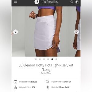 Lululemon Pastel Blue High-Rise Skirt